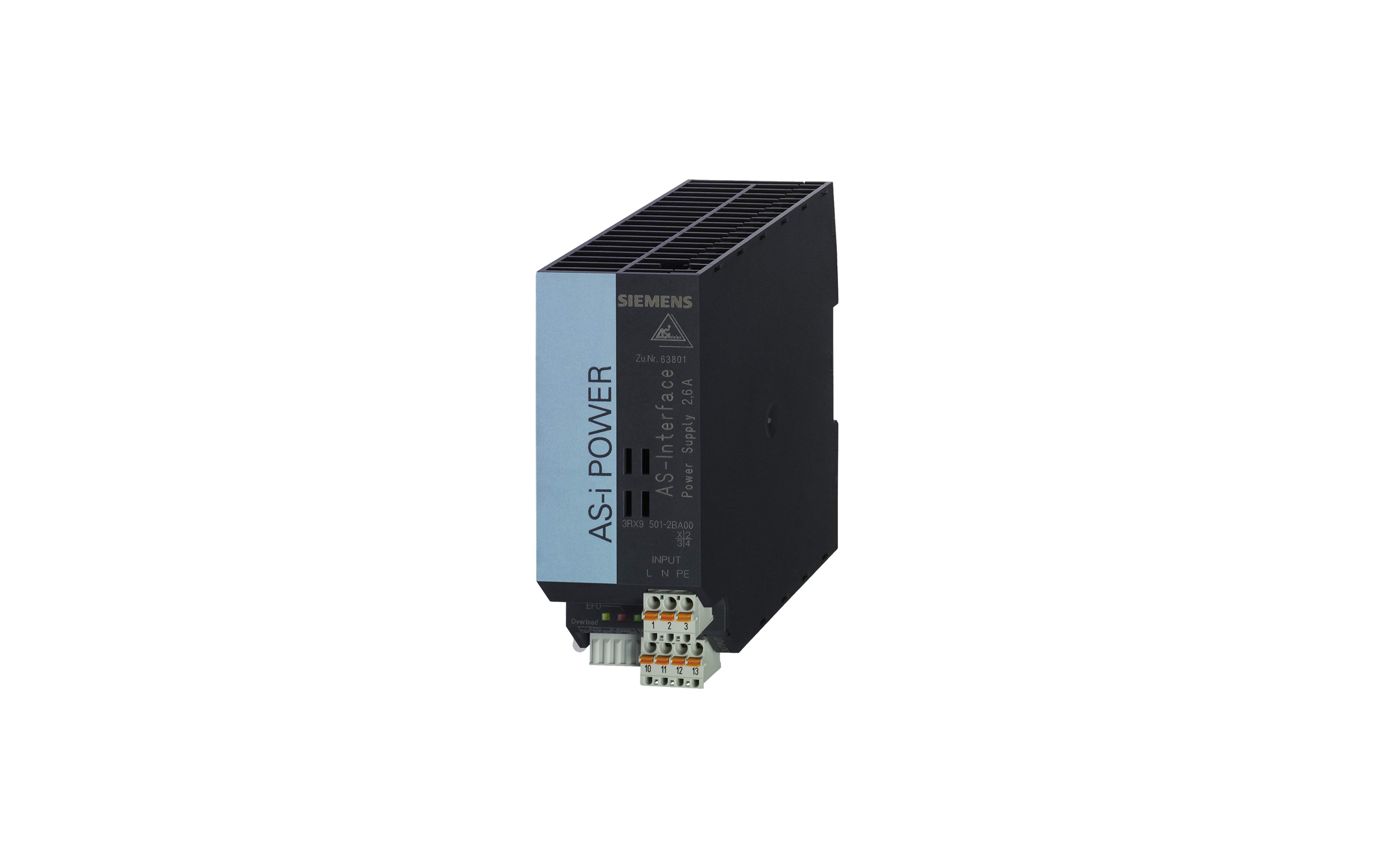 منبع تغذیه AS-i Power 2.6 A, max. 100 W 120 V/230 V AC AS-Interface power supply زیمنس با کد فنی 3RX9501-2BA00