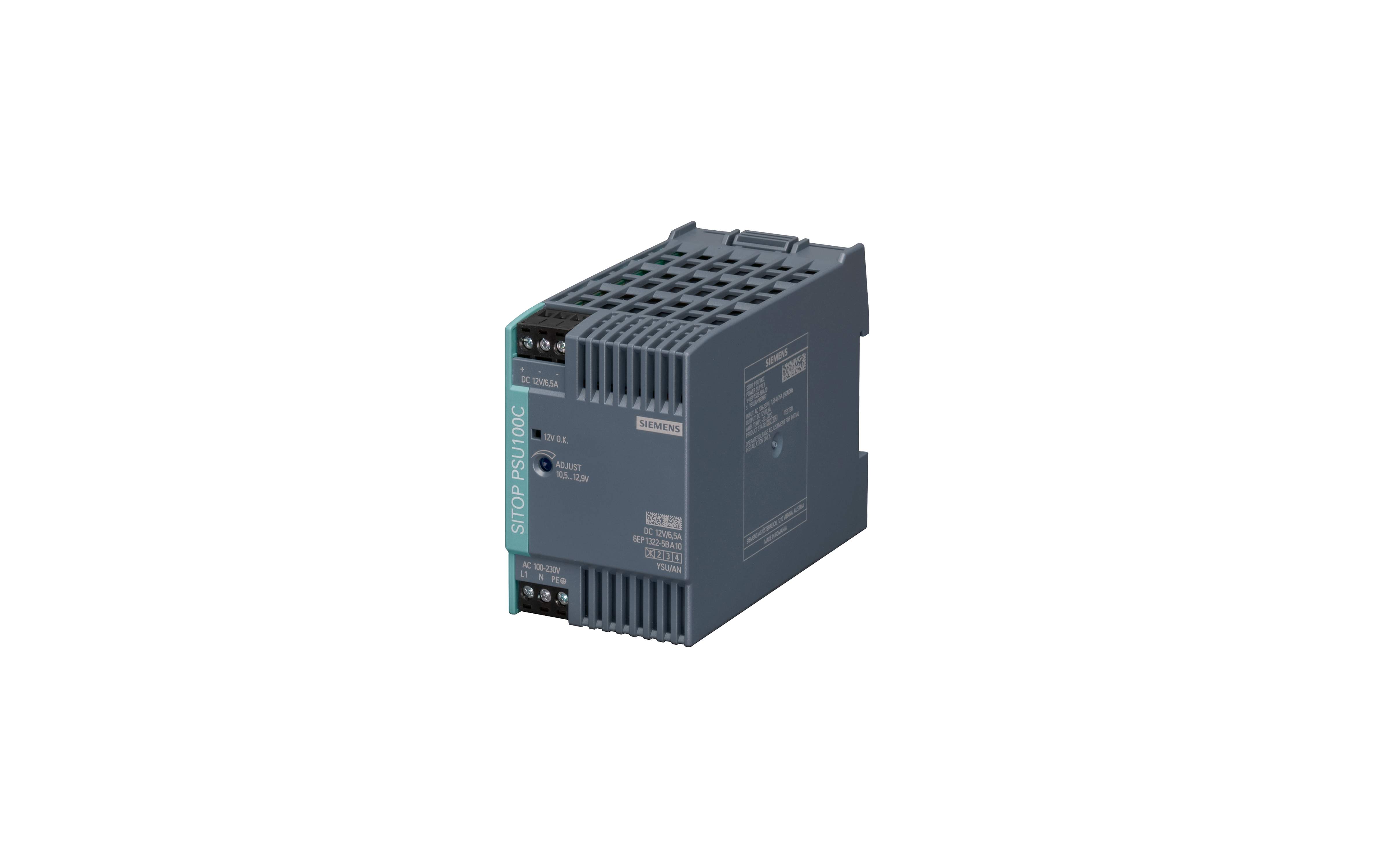 منبع تغذیه زیمنس SITOP PSU100C 12 V/6.5 A با کد فنی 6EP1322-5BA10