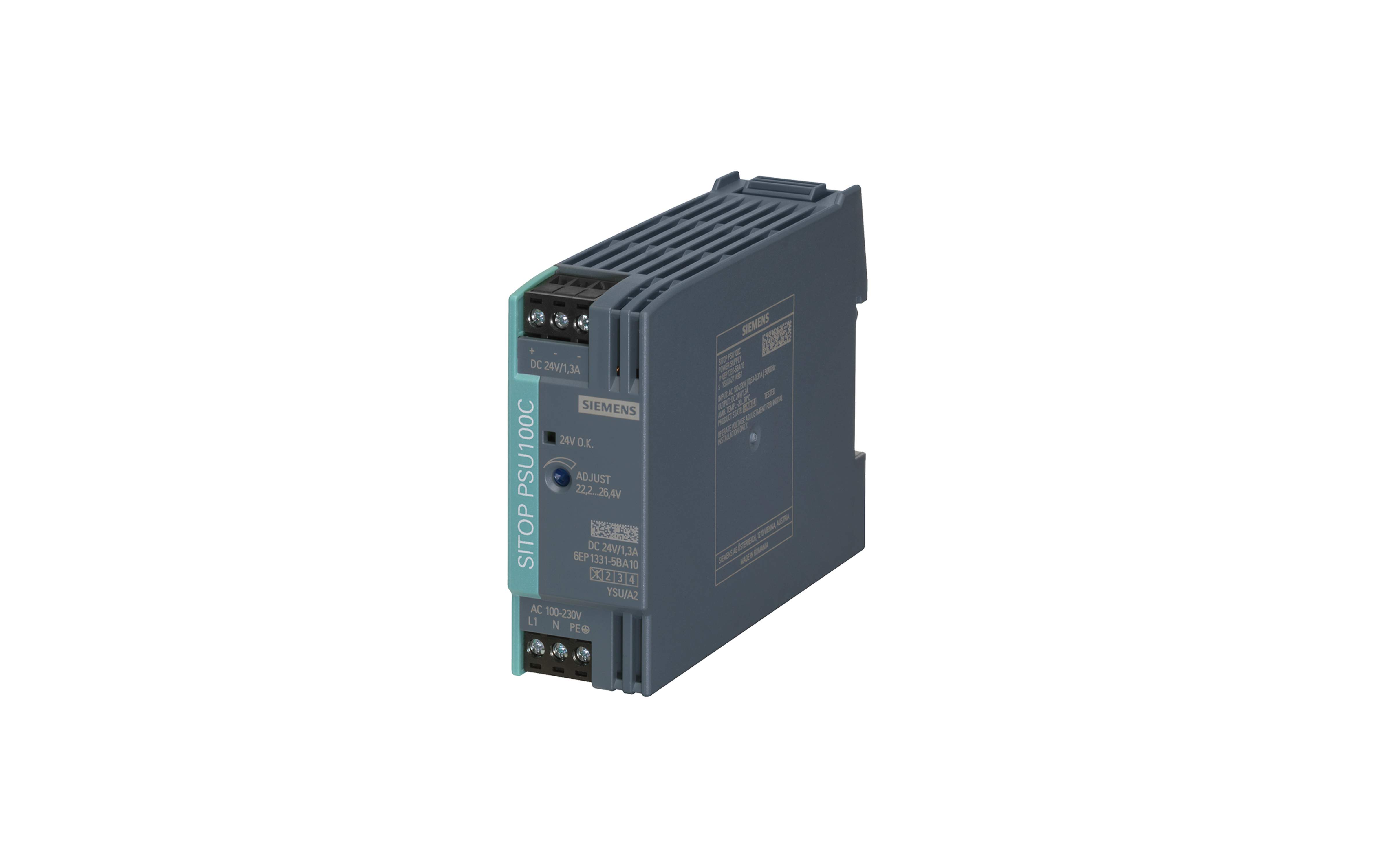 منبع تغذیه زیمنس SITOP PSU100C 24 V/1.3 A با کد فنی 6EP1331-5BA10