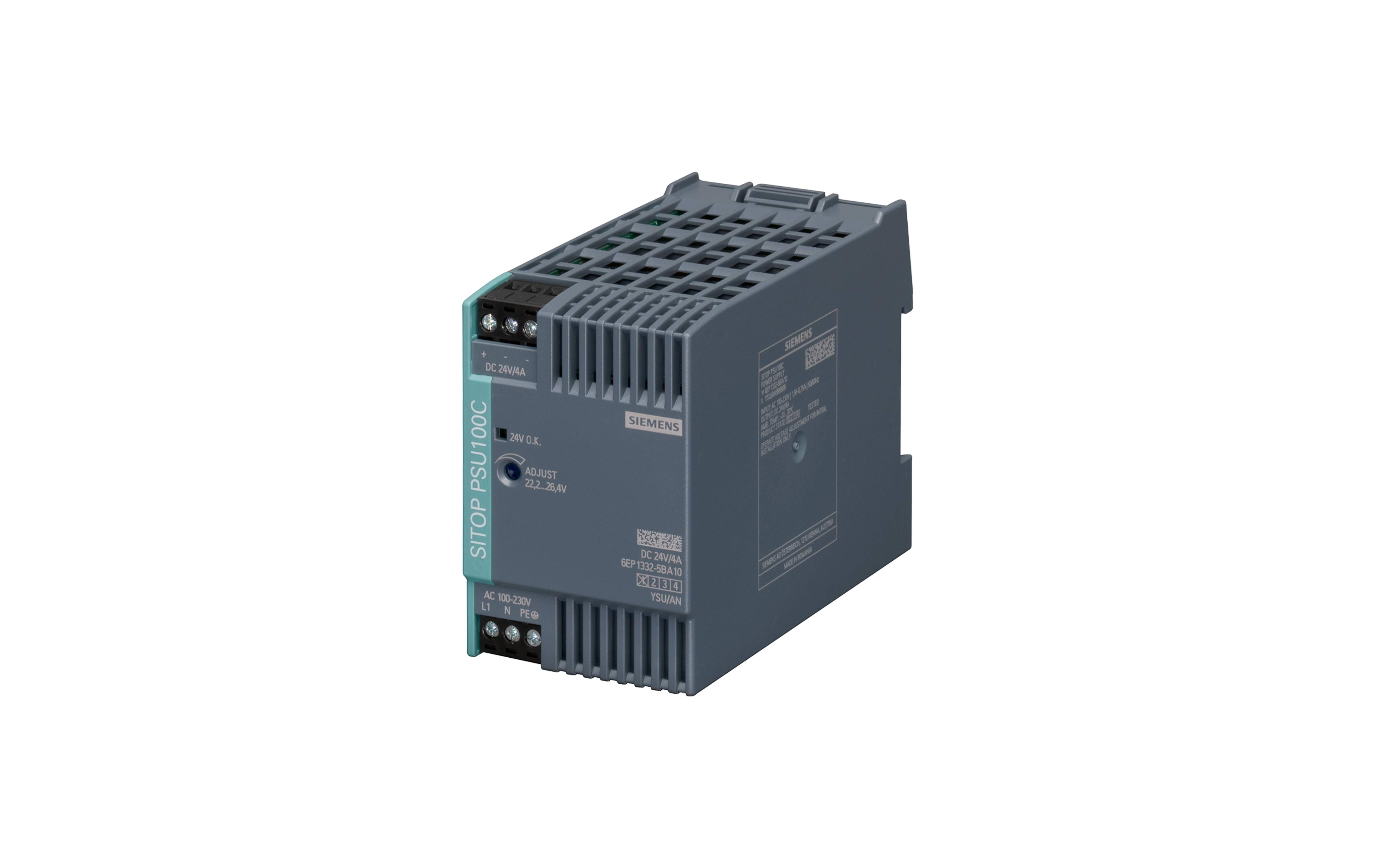 منبع تغذیه زیمنس SITOP PSU100C 24 V/4 A با کد فنی 6EP1332-5BA10