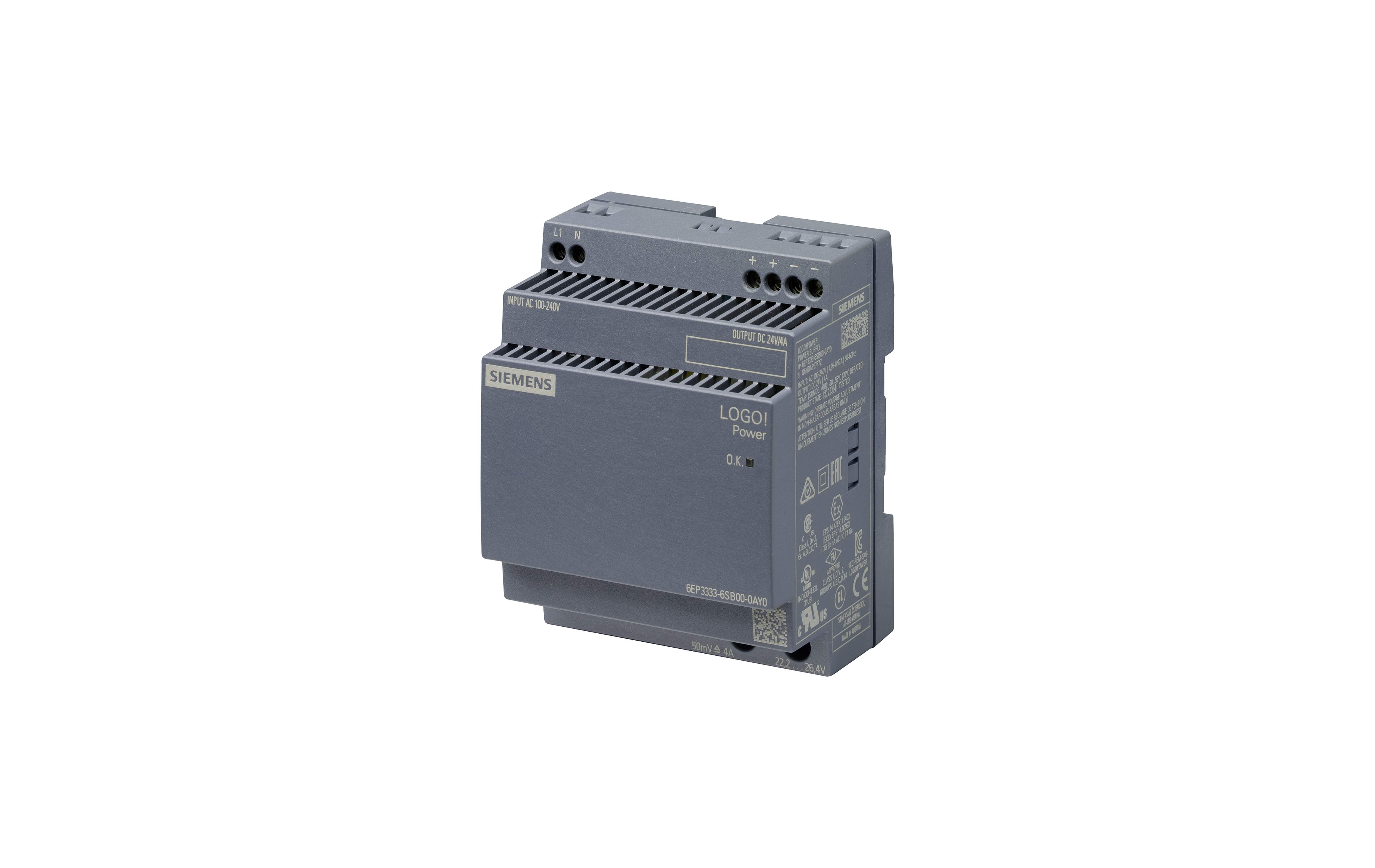منبع تغذیه لوگو! زیمنس مدل LOGO!POWER EX 24 V / 4 A با کد فنی 6EP3333-6SC00-0AY0