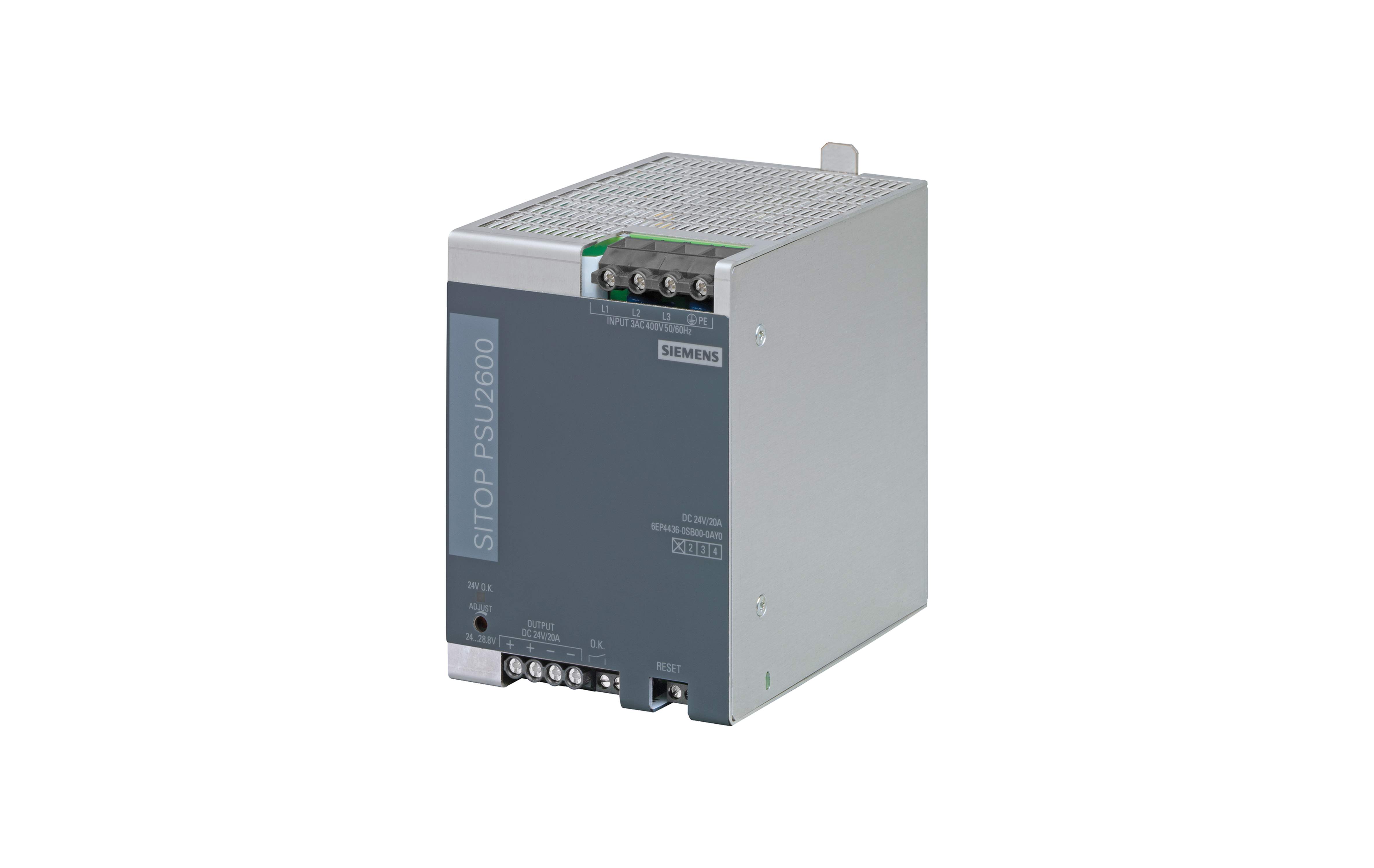 منبع تغذیه زیمنس SITOP PSU2600 24 V/20 A با کد فنی 6EP4436-0SB00-0AY0