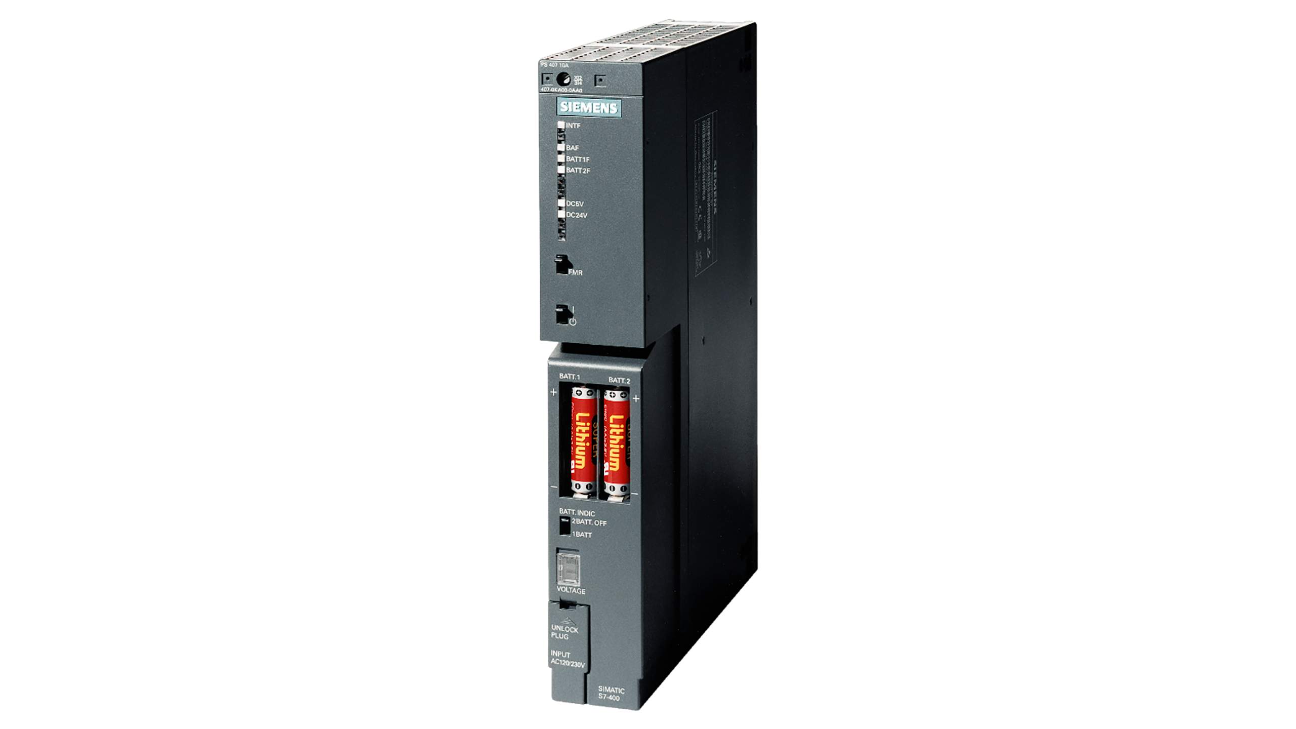 منبع تغذیه سری ۴۰۰ زیمنس مدل PS 407 120/230V UC, 5 V DC/4 A با کد فنی 6ES7407-0DA02-0AA0